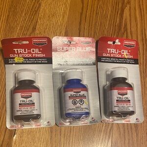 NEW 3 Bottles Birchwood Casey TRU-OIL Gun Stock Finish Restoration Wood Blue